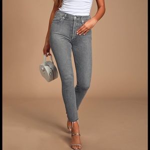 AGOLDE Nico High Rise Grey Slim Leg Cropped Jeans